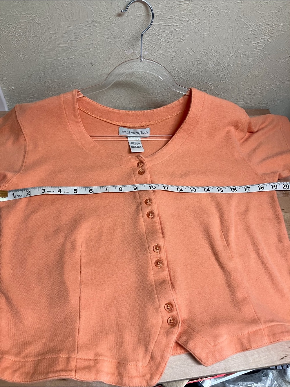 Comfortable Peach Button-Front Short Sleeve Top - Picture 6 of 12